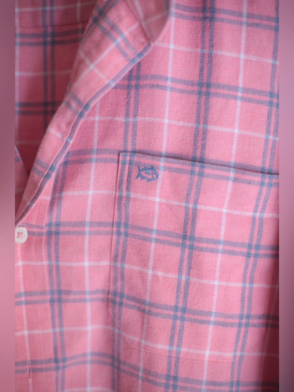 Southern Tide Classic Fit Pink Plaid Button Front Shirt Men's Large L Stretch - Picture 5 of 7